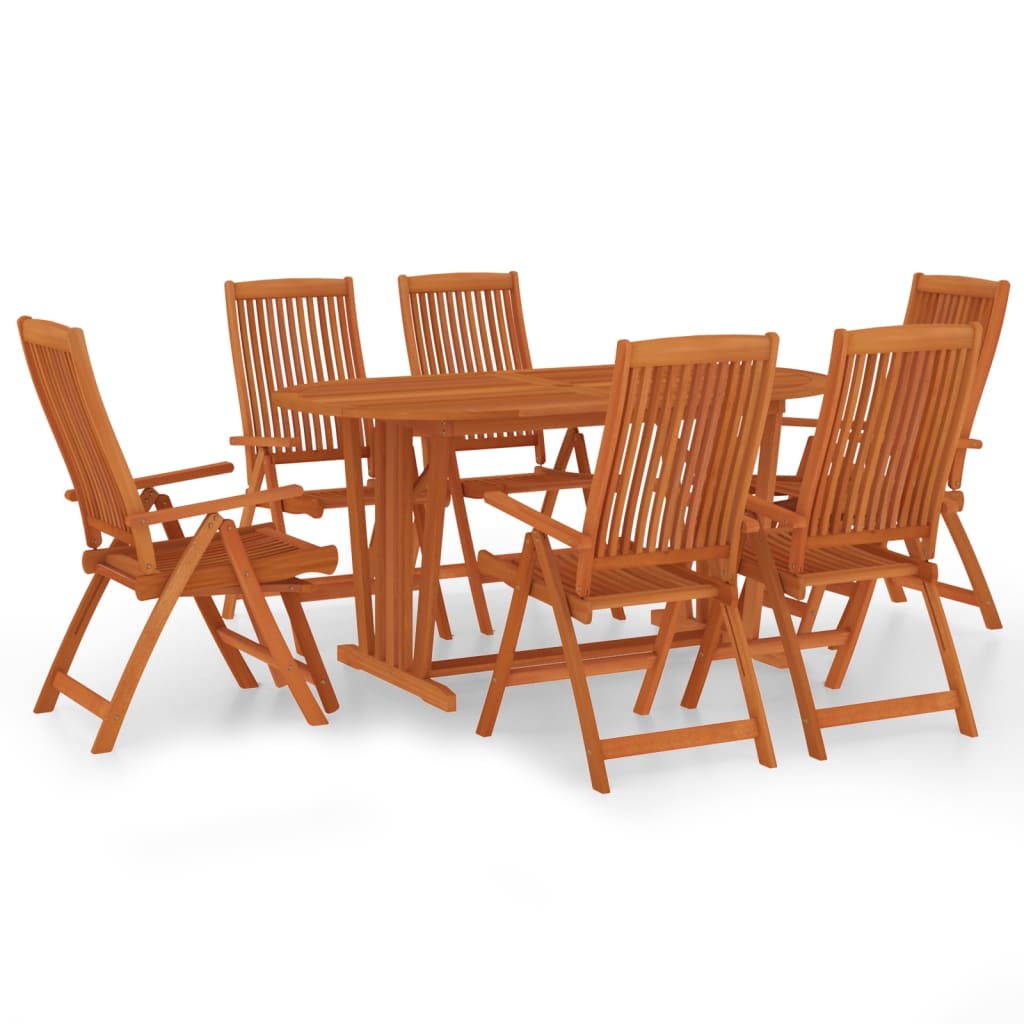 Garden Dining Set Reddish-brown Solid eucalyptus wood Large