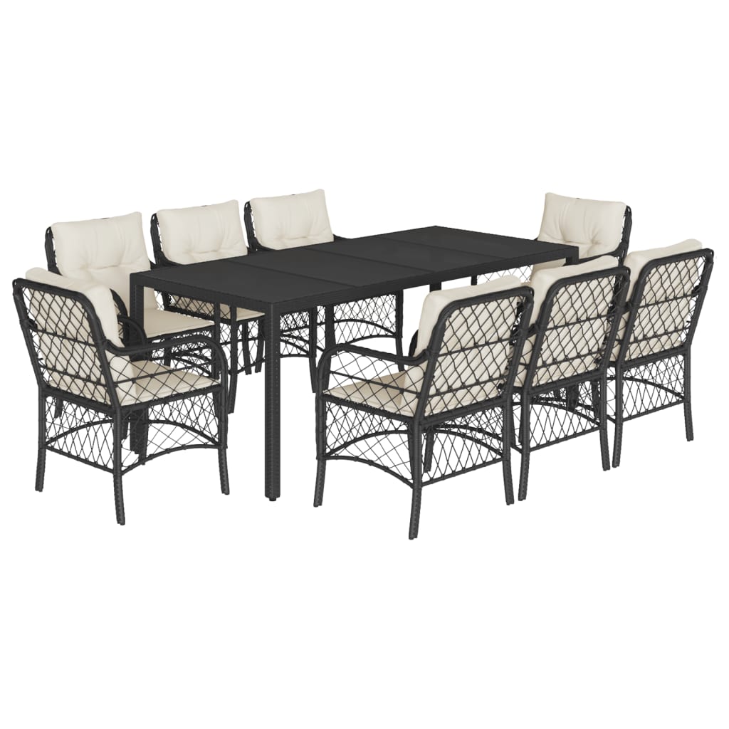 Garden Dining Set Table and chairs: Black