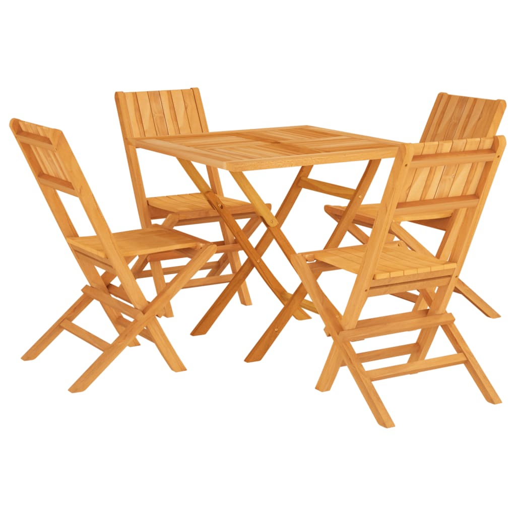 Garden Dining Set Teak Brown Solid Teak Wood Standard Foldable
