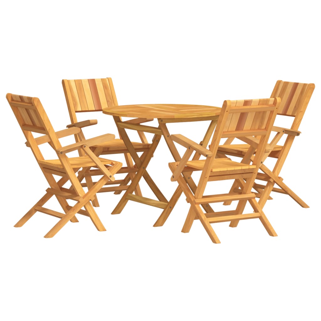 Garden Dining Set Teak Solid Teak Wood 5 Piece Foldable