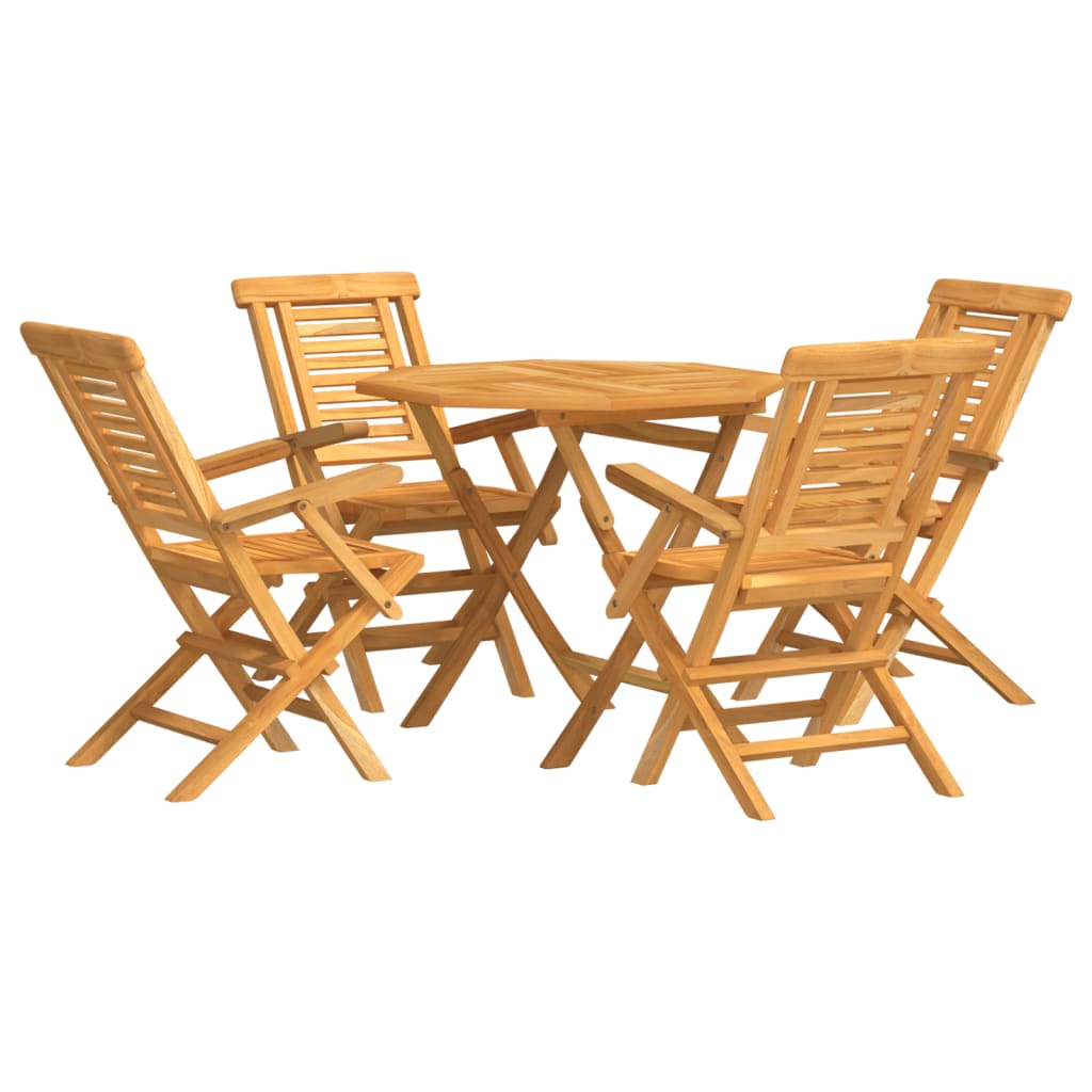 Garden Dining Set Teak Solid Teak Wood Medium Foldable
