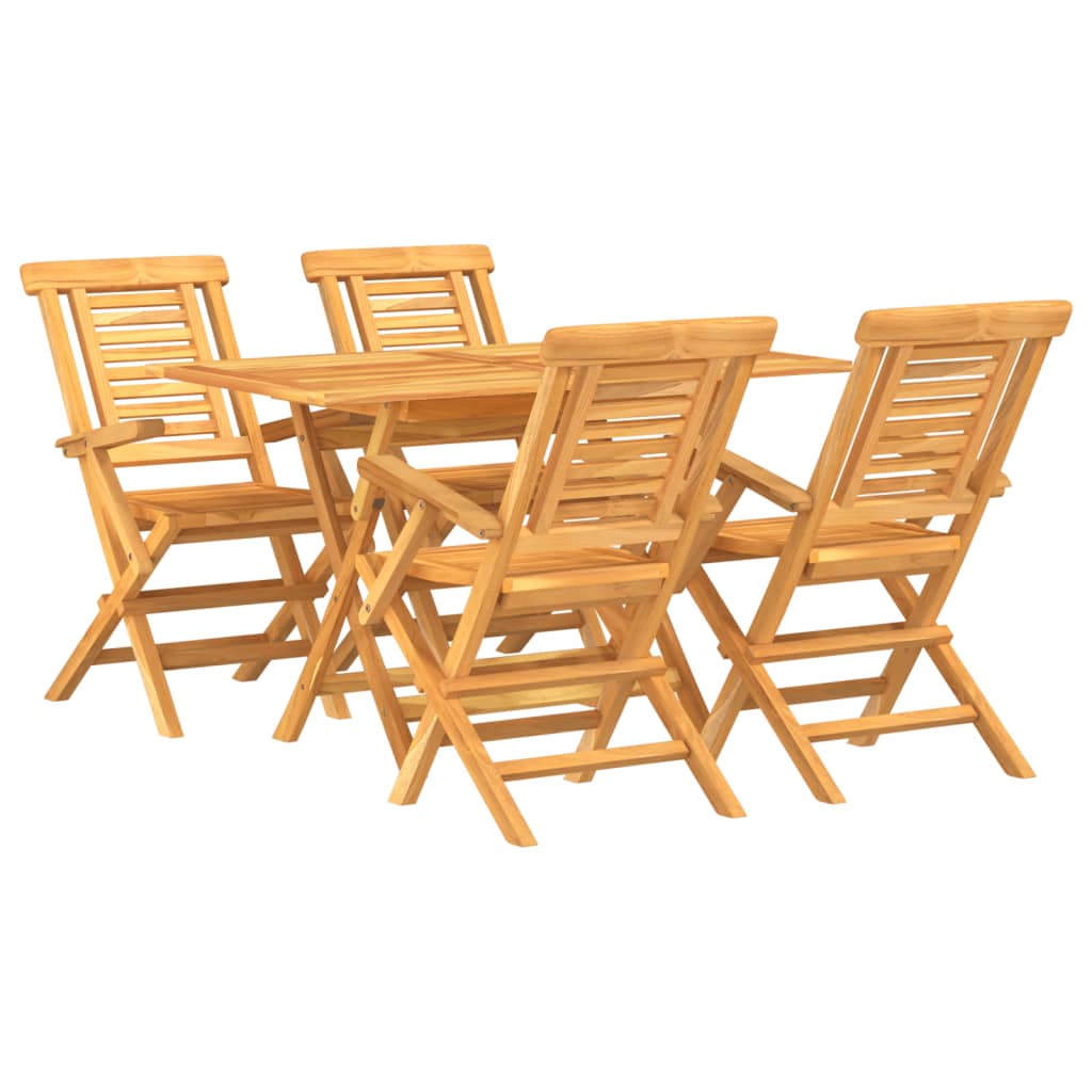 Garden Dining Set Teak Solid Teak Wood Medium Folding
