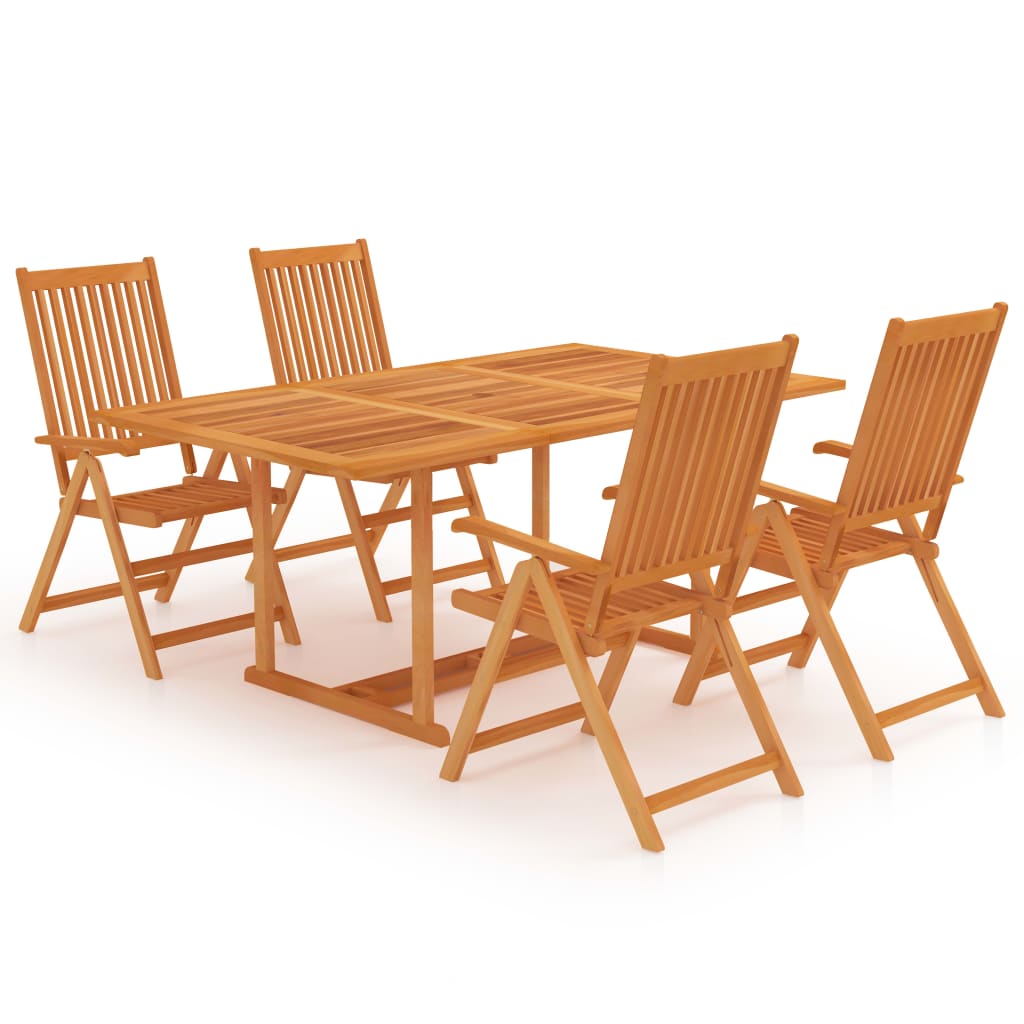 Garden Dining Set Warm Brown Solid Teak Wood Medium