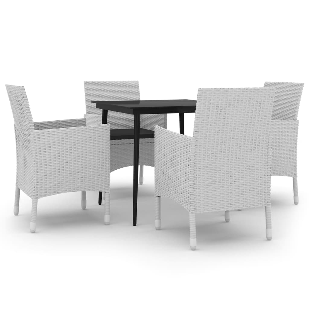 Garden Dining Set White PE Rattan Medium Seats Plenty