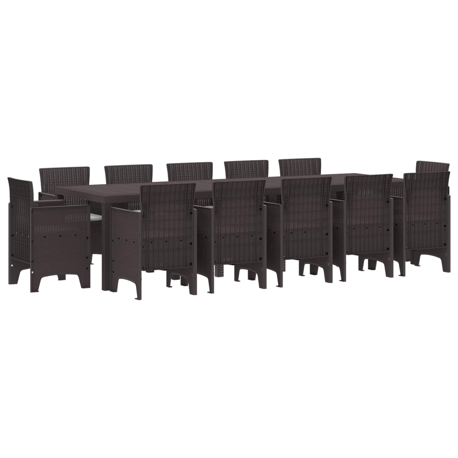 Garden Dining Set with Cushion 13 pcs Brown and Light grey