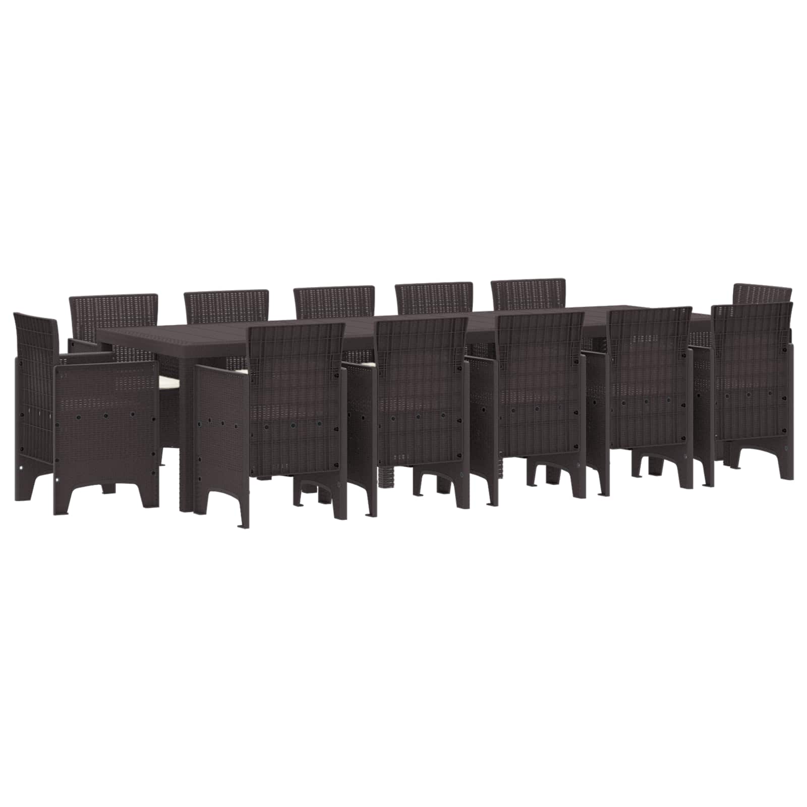 Garden Dining Set with Cushion 13 pcs Brown Rattan