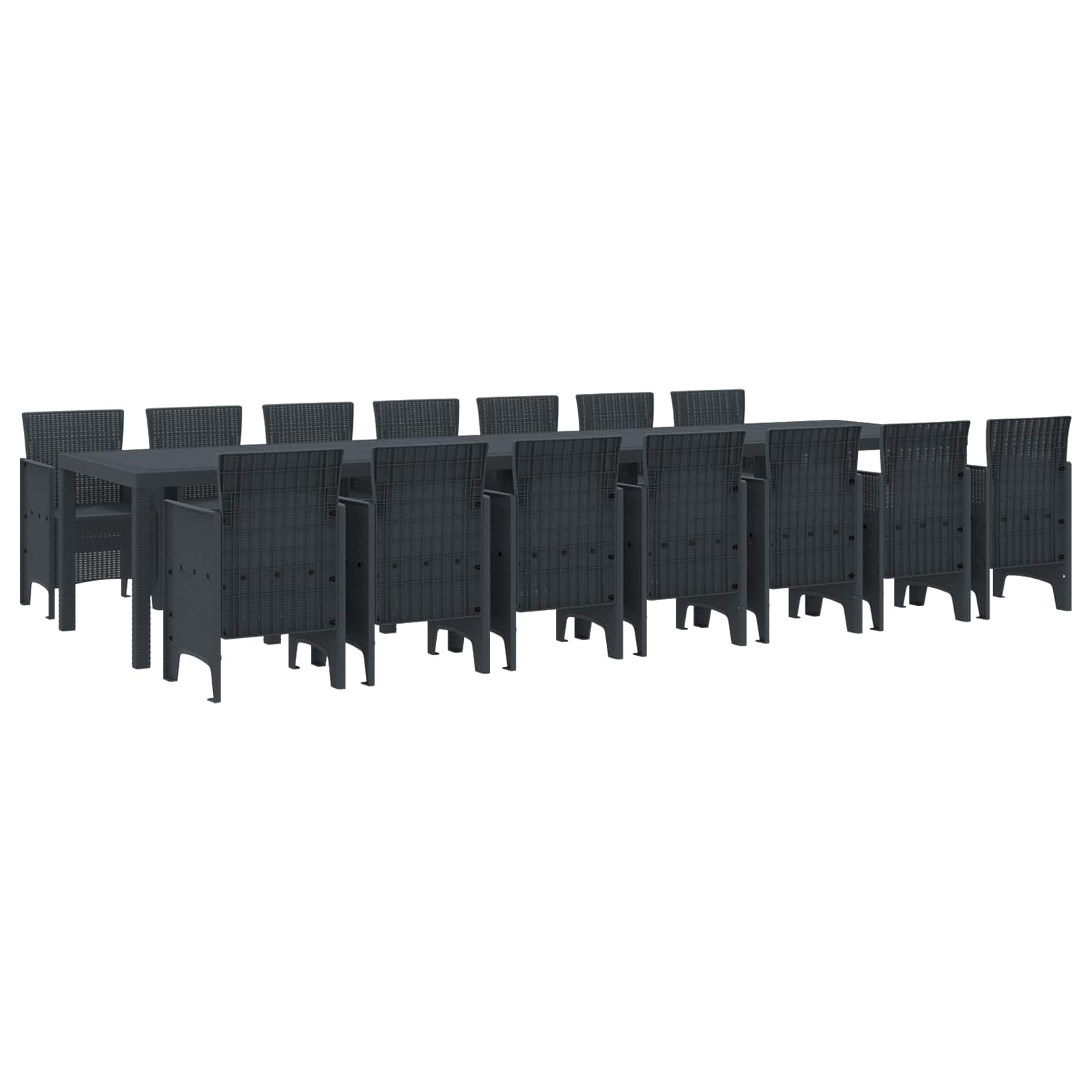 Garden Dining Set with Cushions 15 pcs Anthracite PP
