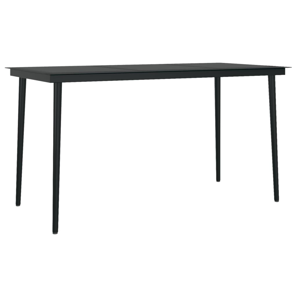 Garden Dining Table Black Powder-coated steel, Tempered glass Large