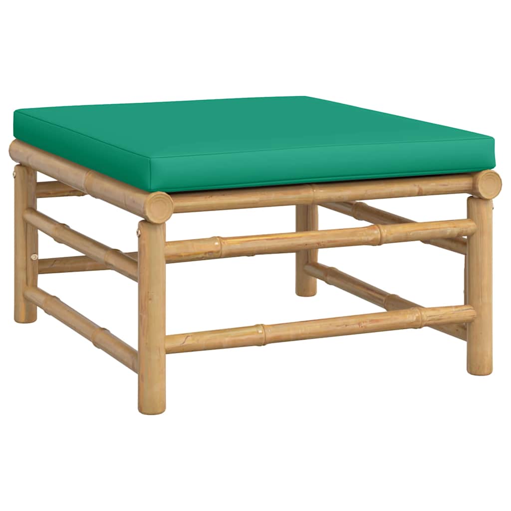 Garden Footstool Natural Bamboo, Green Bamboo, Polyester Medium