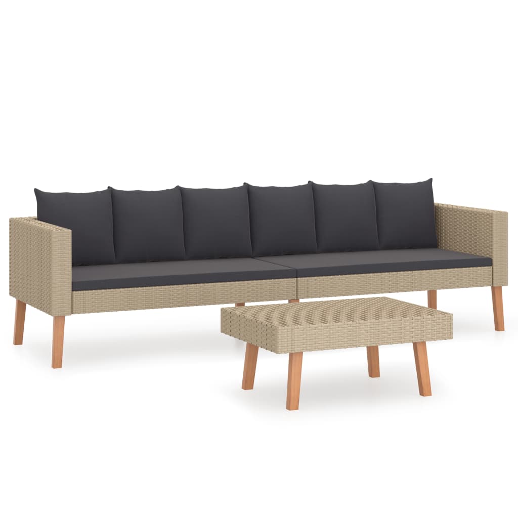 Garden Furniture Set Beige, Anthracite PE rattan 3-seater Modular
