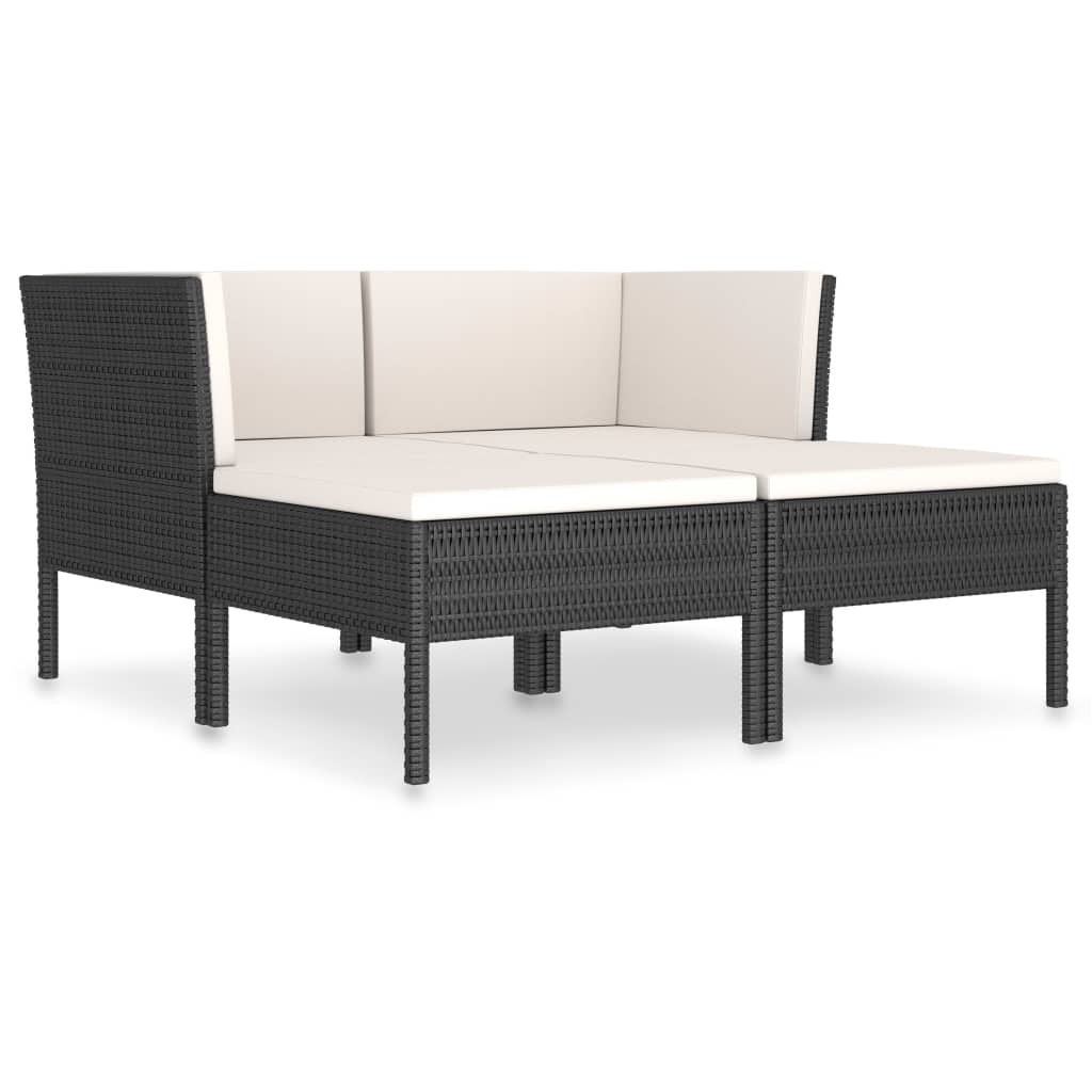 Garden Furniture Set Black and Cream White