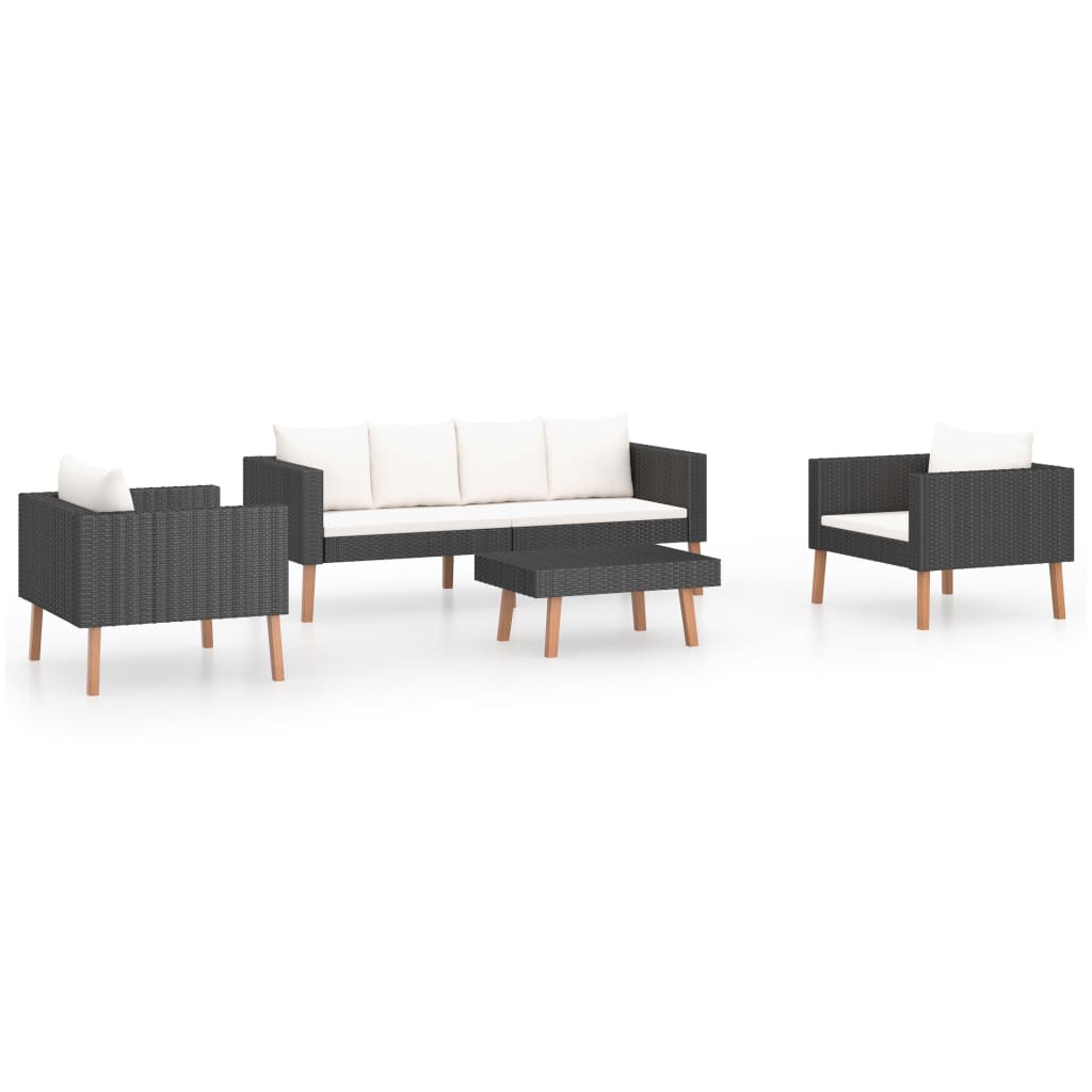 Garden Furniture Set Black, Cream White