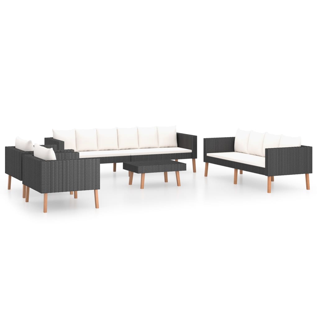 Garden Furniture Set Black, Cream White