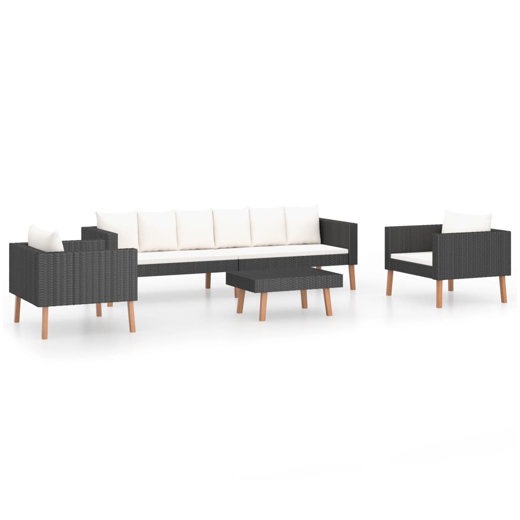 Garden Furniture Set Black, Cream White