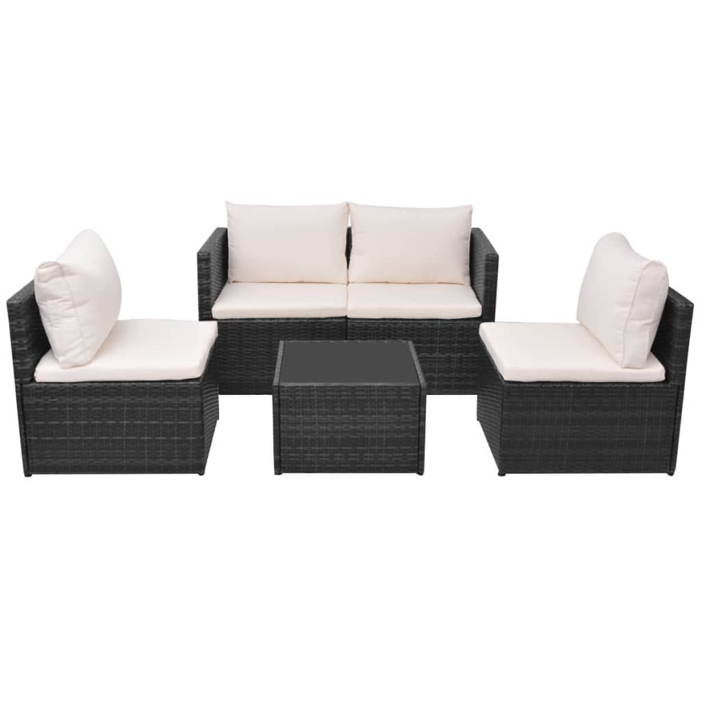 Garden Furniture Set Black, Cream White