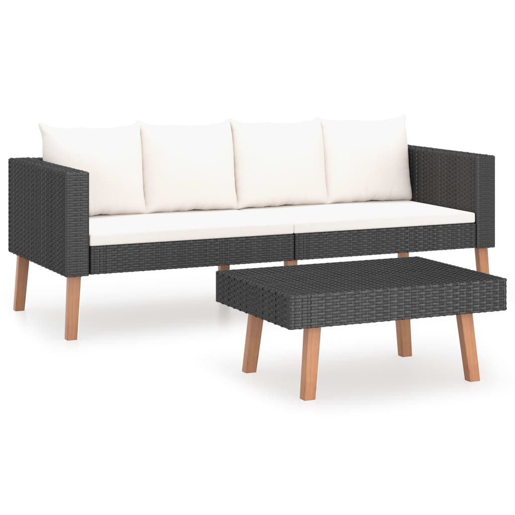 Garden Furniture Set Black PE rattan Medium Durable