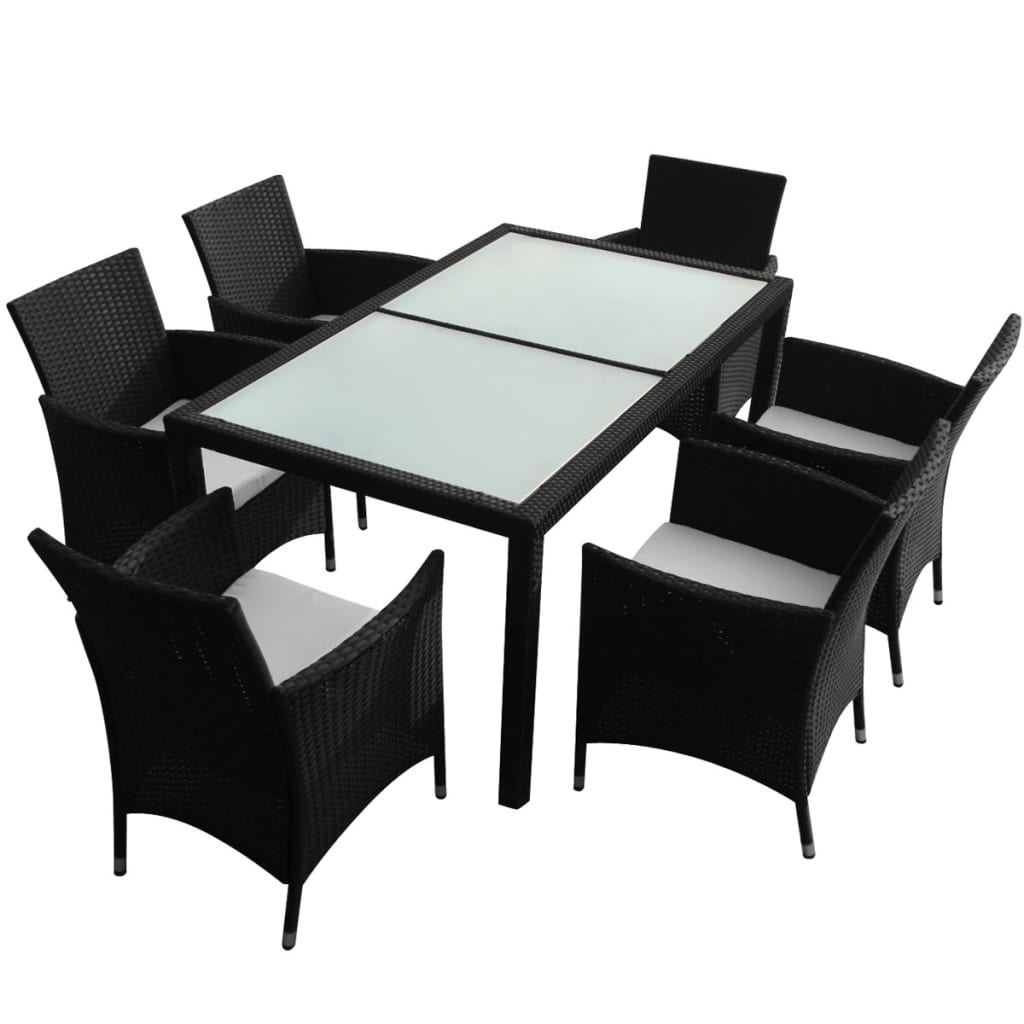 Garden Furniture Set Black PE Rattan Medium Removable Covers