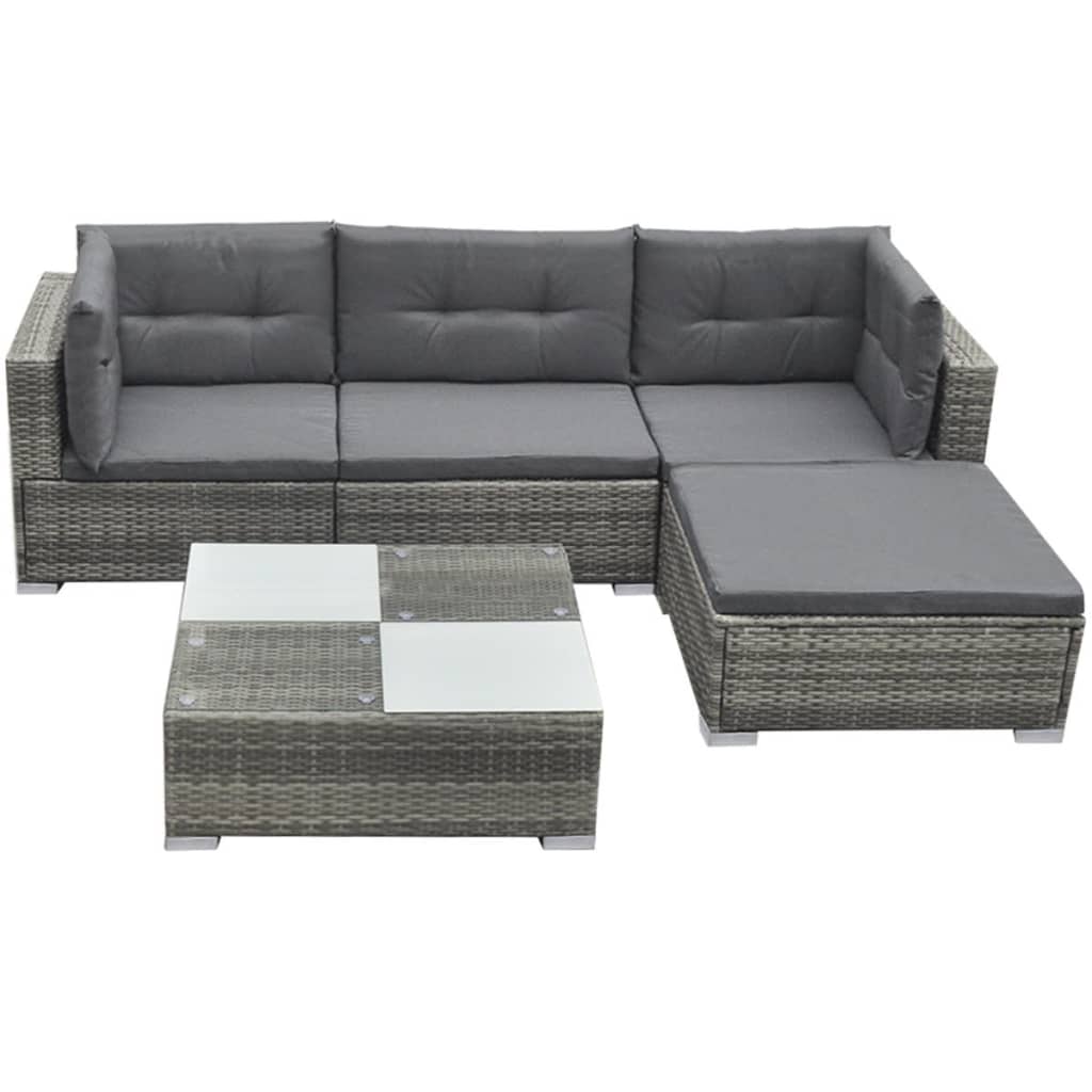 Garden Furniture Set Gray PE Rattan Medium Modular