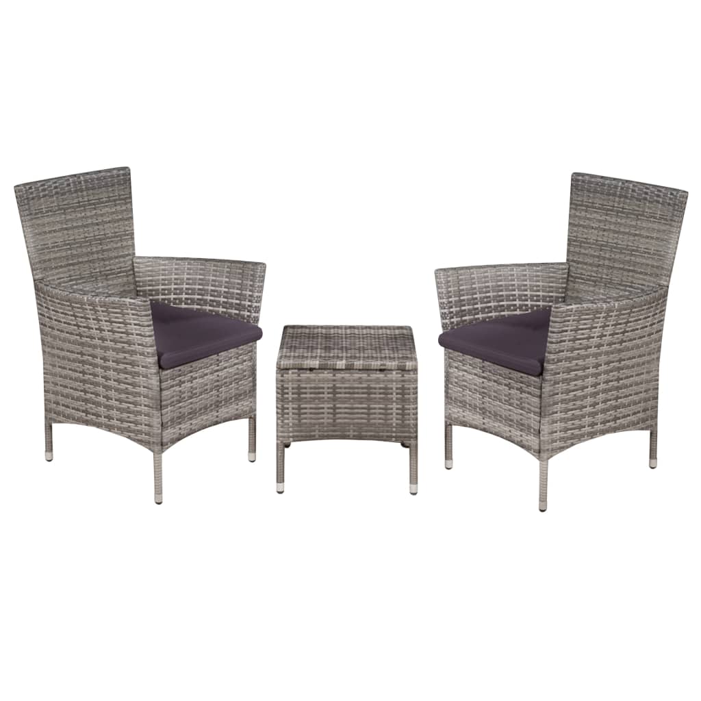 Garden Furniture Set Gray Poly Rattan Standard Removable Covers
