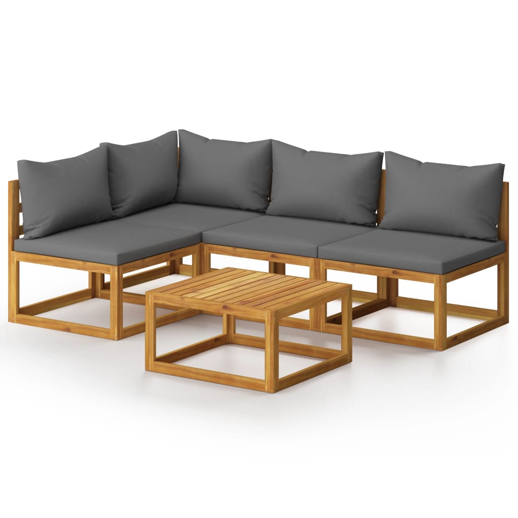 Garden Lounge Set Acacia wood and dark grey