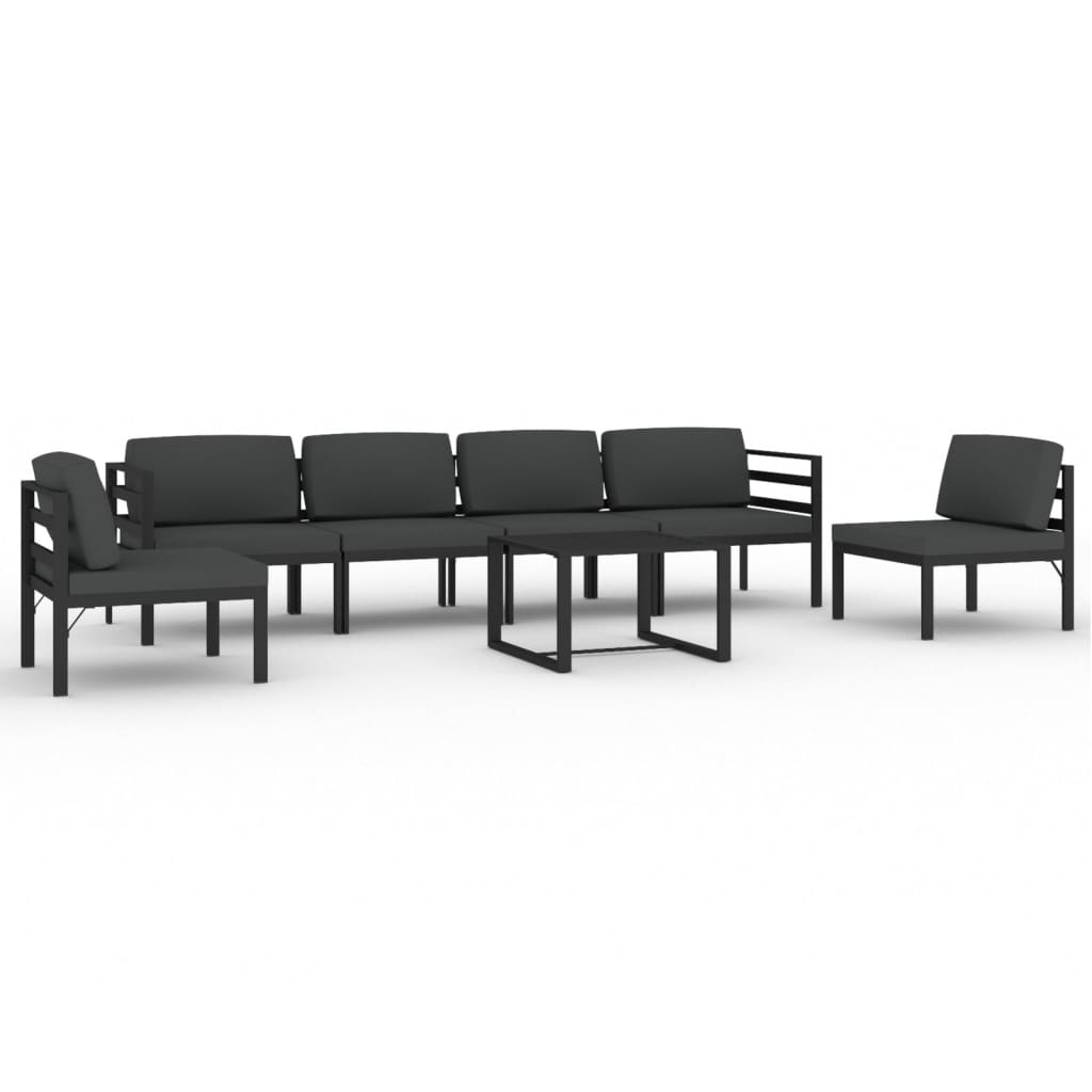 Garden Lounge Set Anthracite Aluminium, 100% Polyester Large