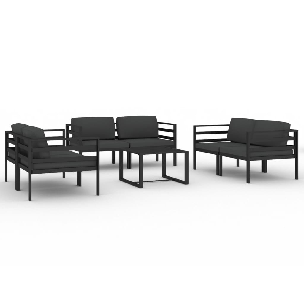 Garden Lounge Set Anthracite Aluminum, 100% polyester Compact