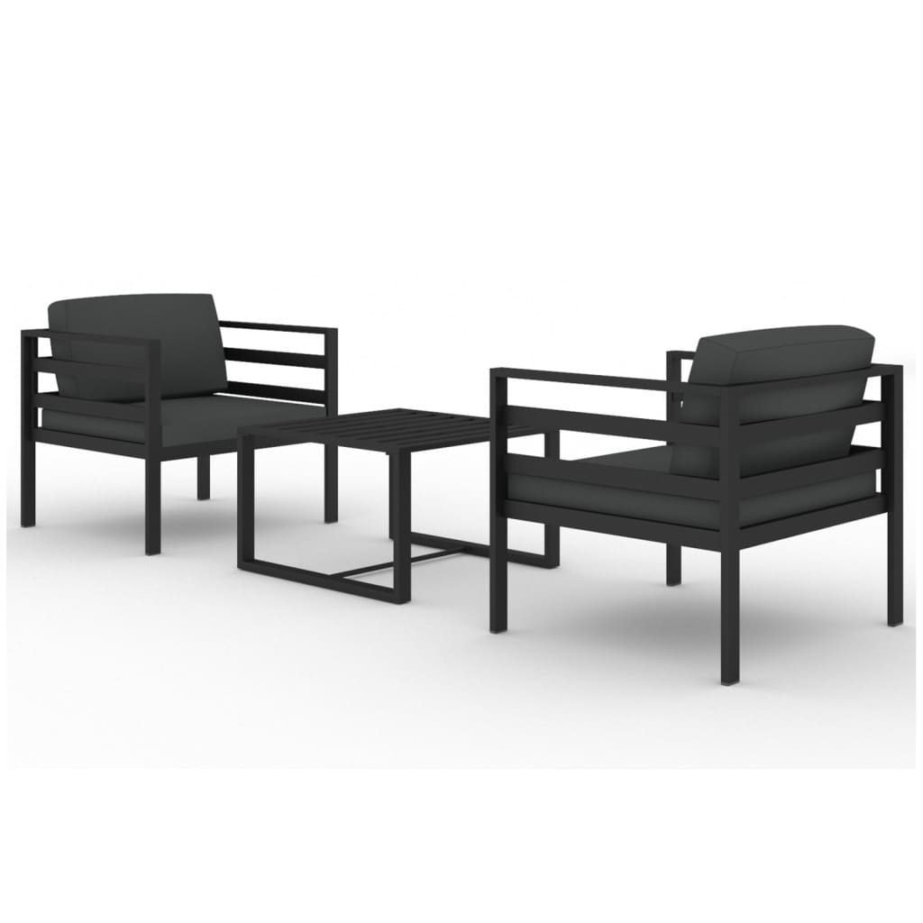 Garden Lounge Set Anthracite Aluminum 3 Piece Set Modular