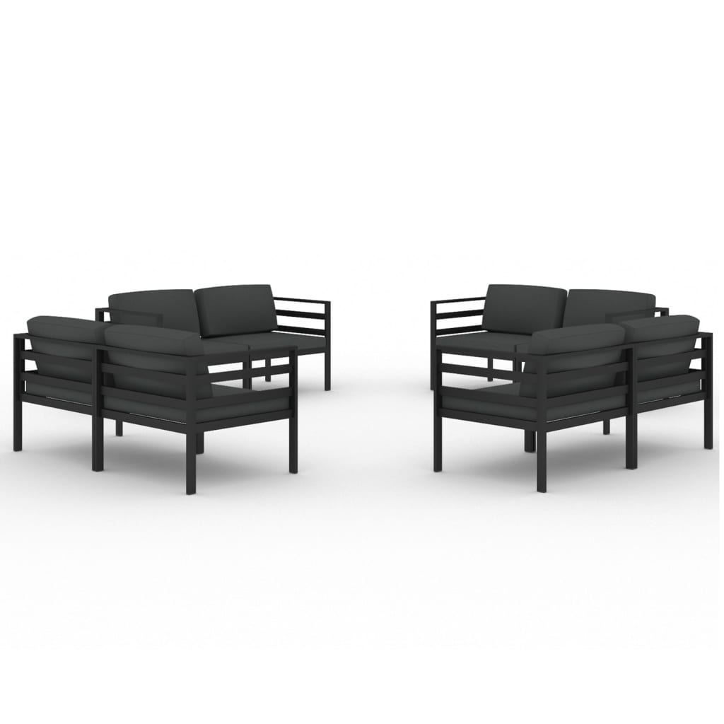 Garden Lounge Set Anthracite Aluminum 8 Piece Modular