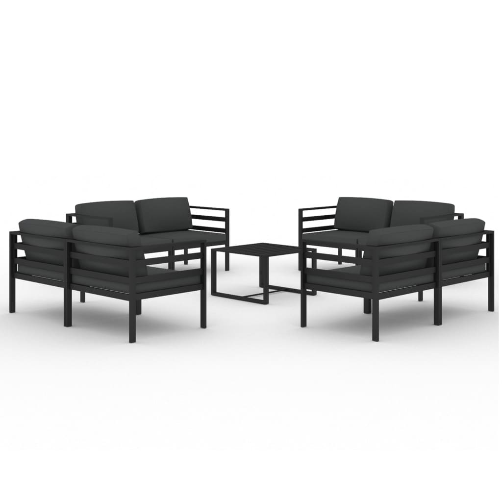 Garden Lounge Set Anthracite Aluminum 9 Piece Set Modular