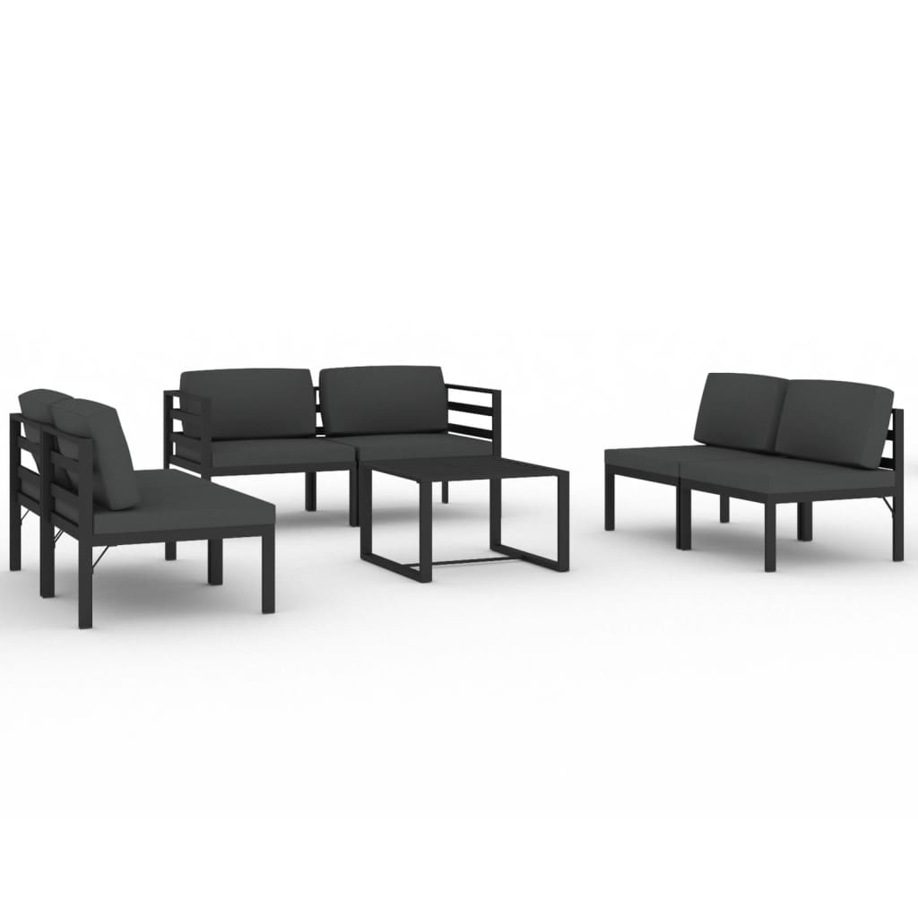 Garden Lounge Set Anthracite Aluminum, Polyester 7 Piece Modular