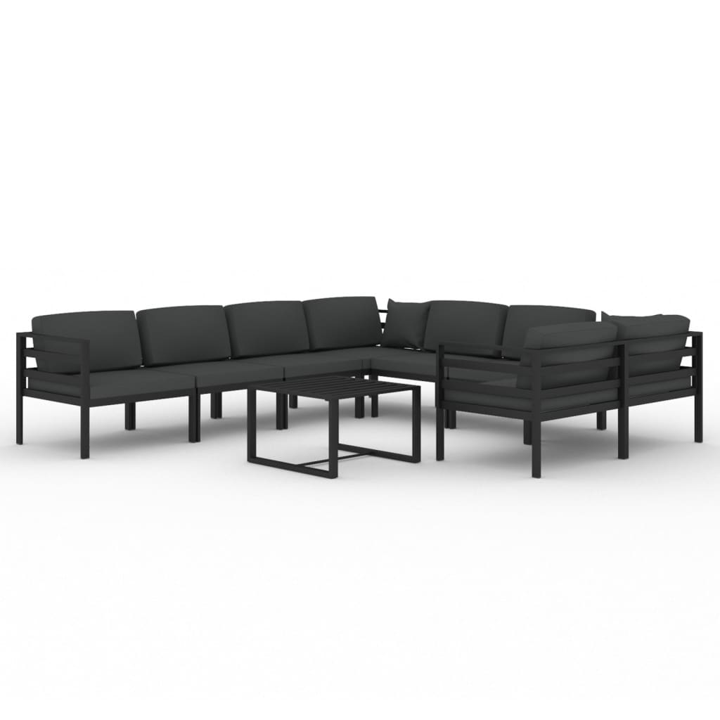 Garden Lounge Set Anthracite Aluminum, Polyester Large Modular