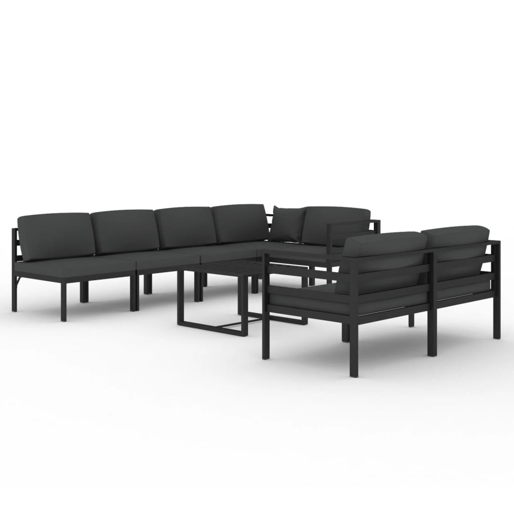 Garden Lounge Set Anthracite Aluminum, Polyester Large Modular