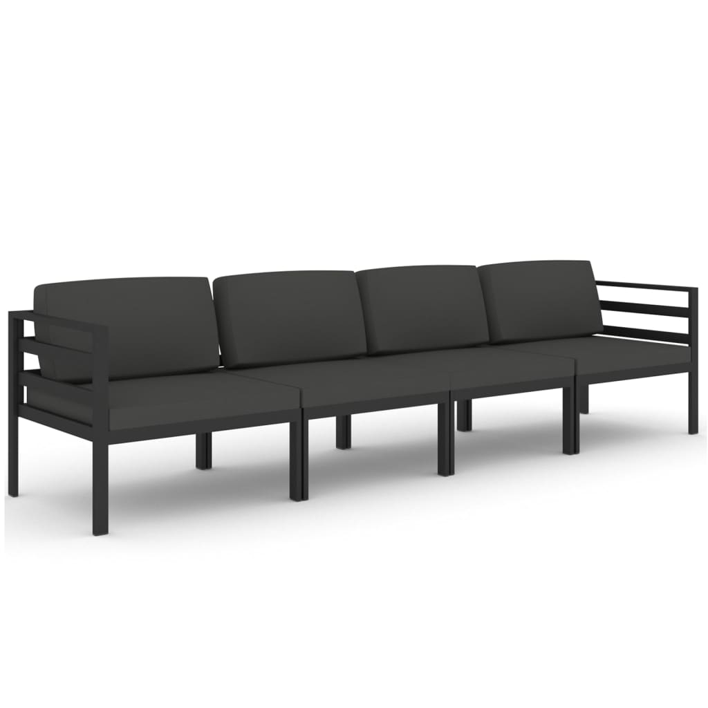 Garden Lounge Set Anthracite Aluminum, Polyester Large Modular