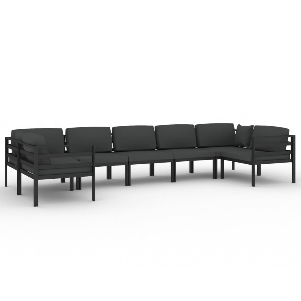 Garden Lounge Set Anthracite Aluminum, Polyester Large Modular
