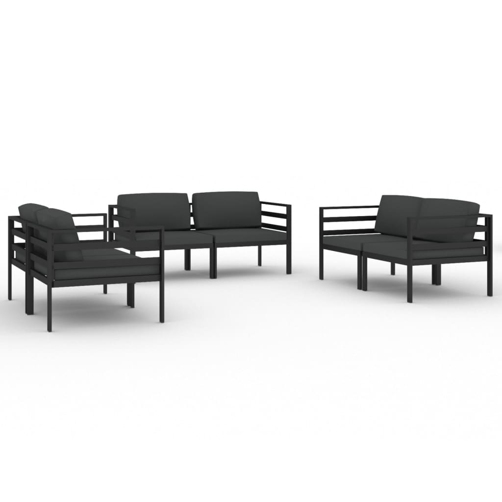 Garden Lounge Set Anthracite Aluminum, Polyester Large