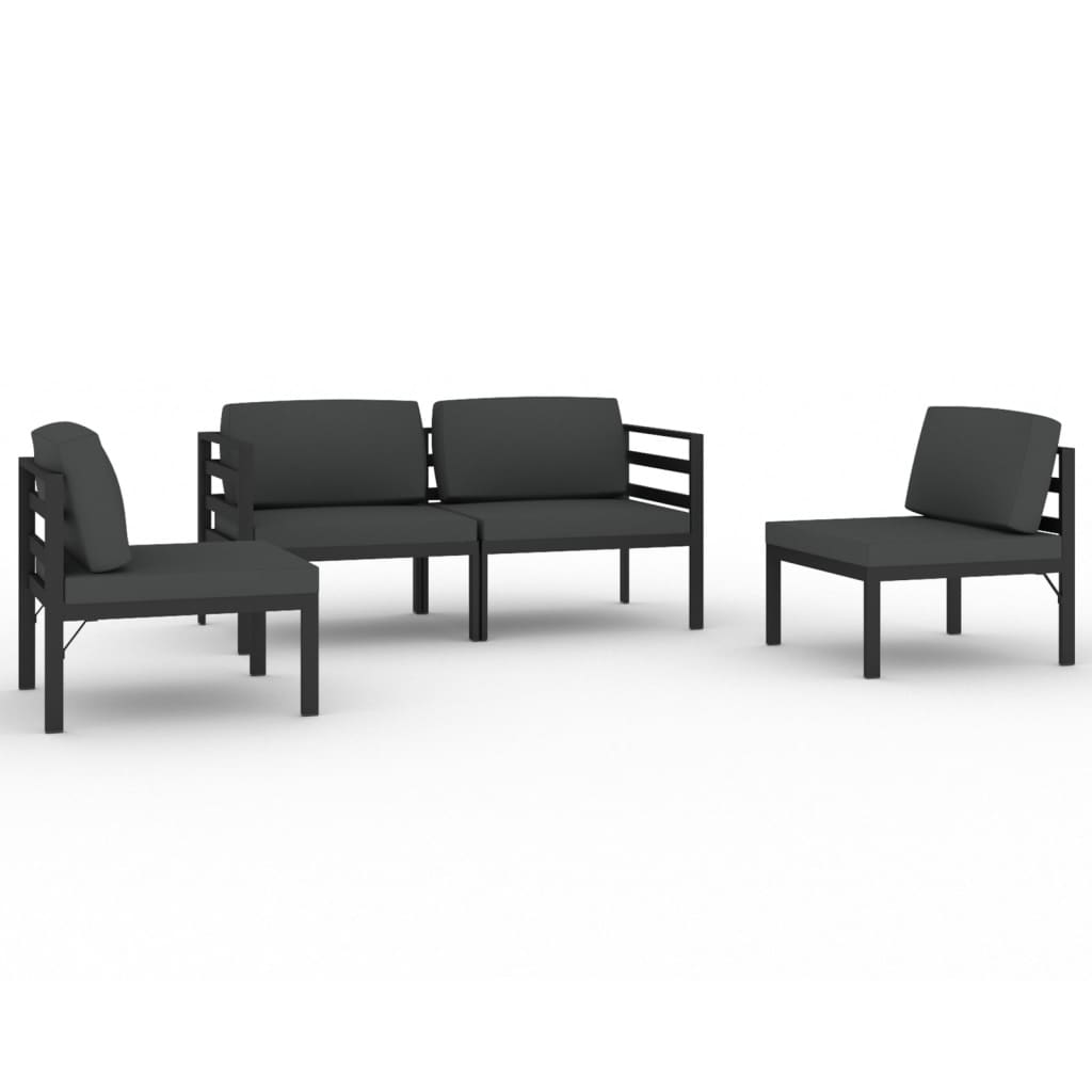 Garden Lounge Set Anthracite Aluminum, Polyester Standard Modular