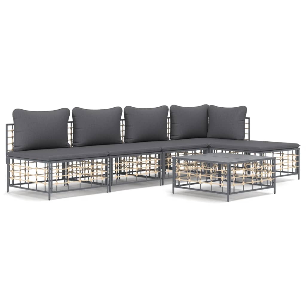 Garden Lounge Set Anthracite Poly Rattan Large Modular