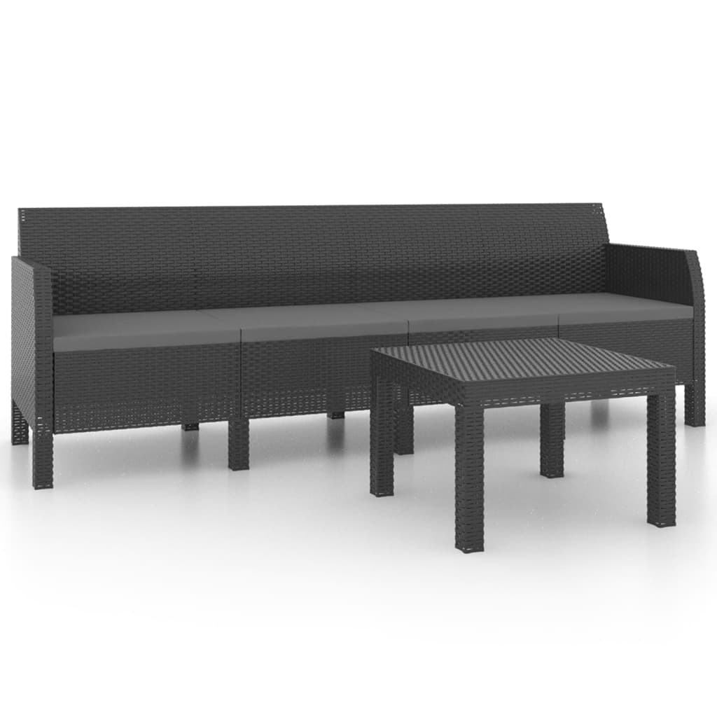 Garden Lounge Set Anthracite Polypropylene with rattan look Large