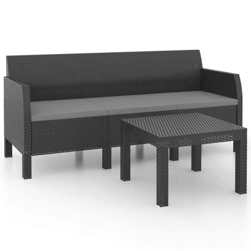 Garden Lounge Set Anthracite Polypropylene with rattan look Large