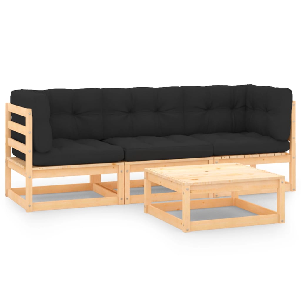 Garden Lounge Set Anthracite Solid pinewood Medium Modular