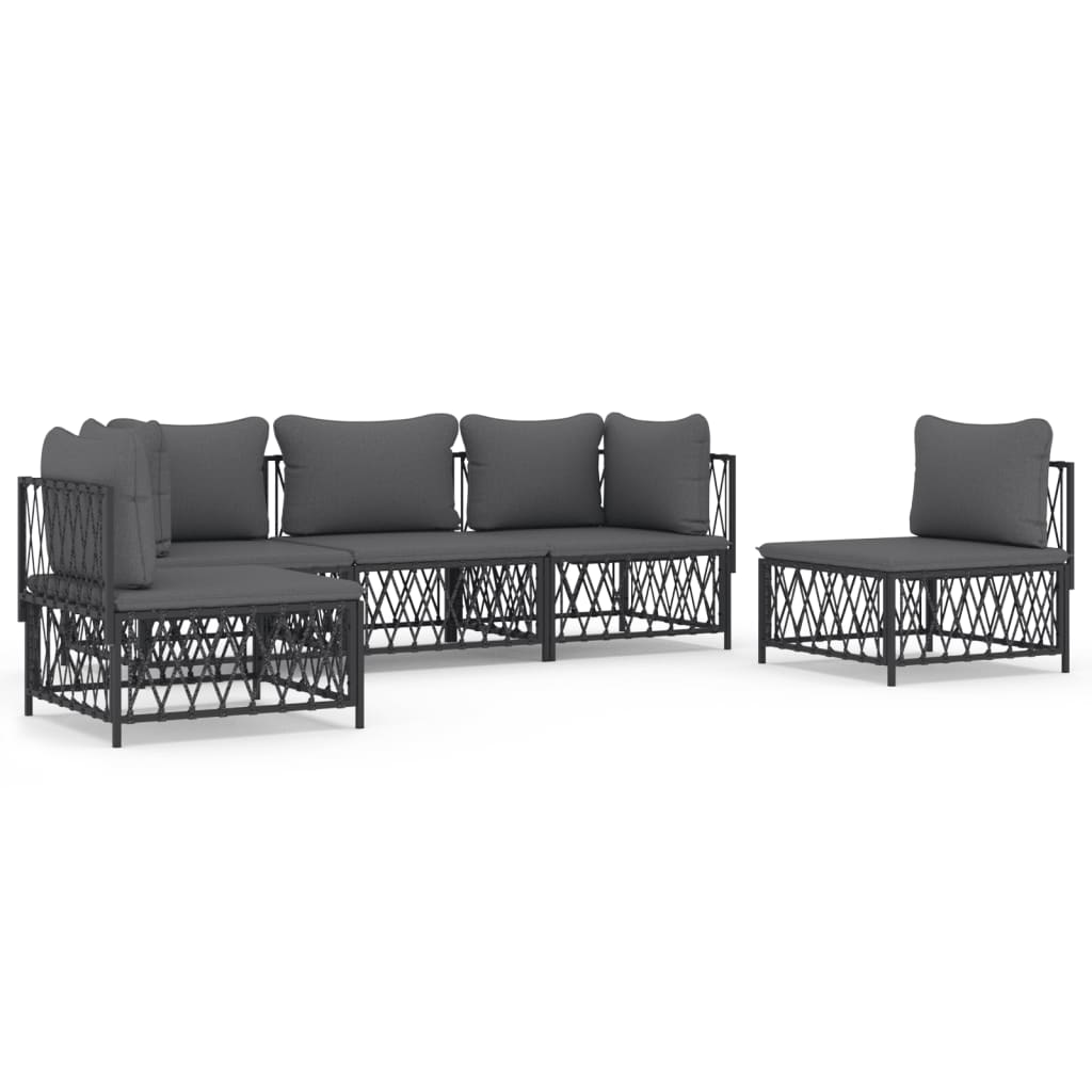 Garden Lounge Set Anthracite Woven fabric 5-piece set Modular
