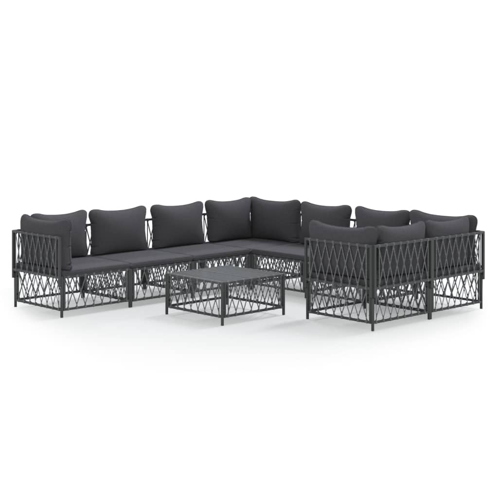 Garden Lounge Set Anthracite Woven fabric 9 Piece Modular