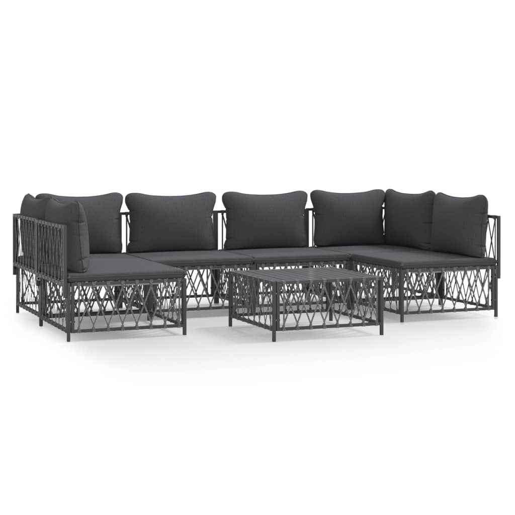Garden Lounge Set Anthracite Woven fabric Large Modular