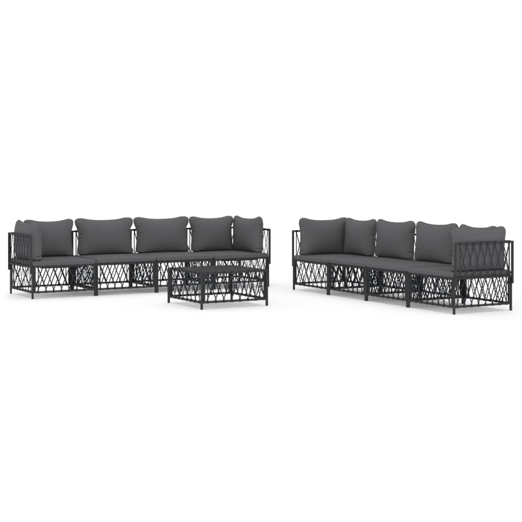 Garden Lounge Set Anthracite Woven fabric Large Modular