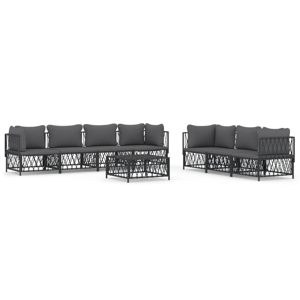 Garden Lounge Set Anthracite Woven fabric Large Modular