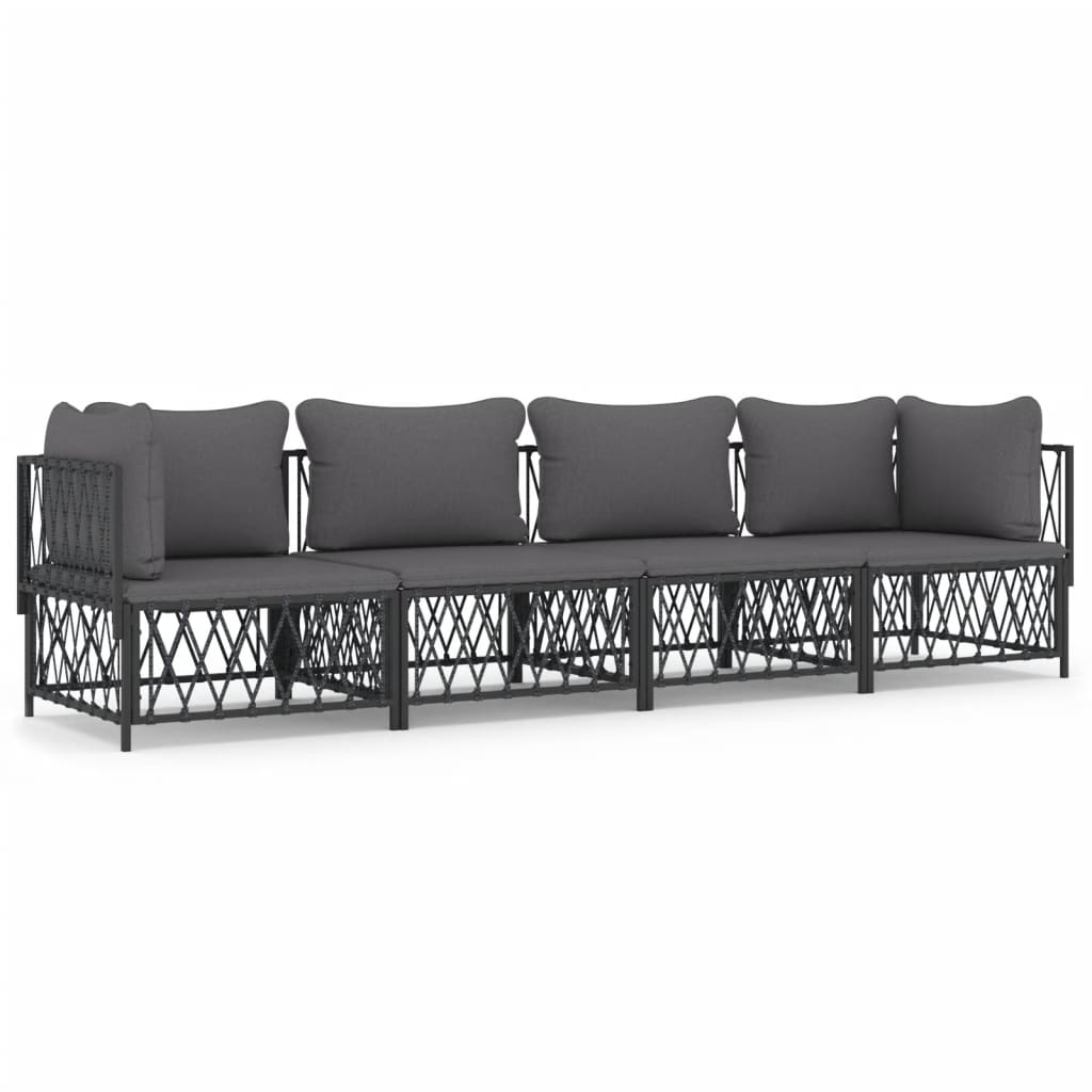 Garden Lounge Set Anthracite Woven Fabric Large Modular