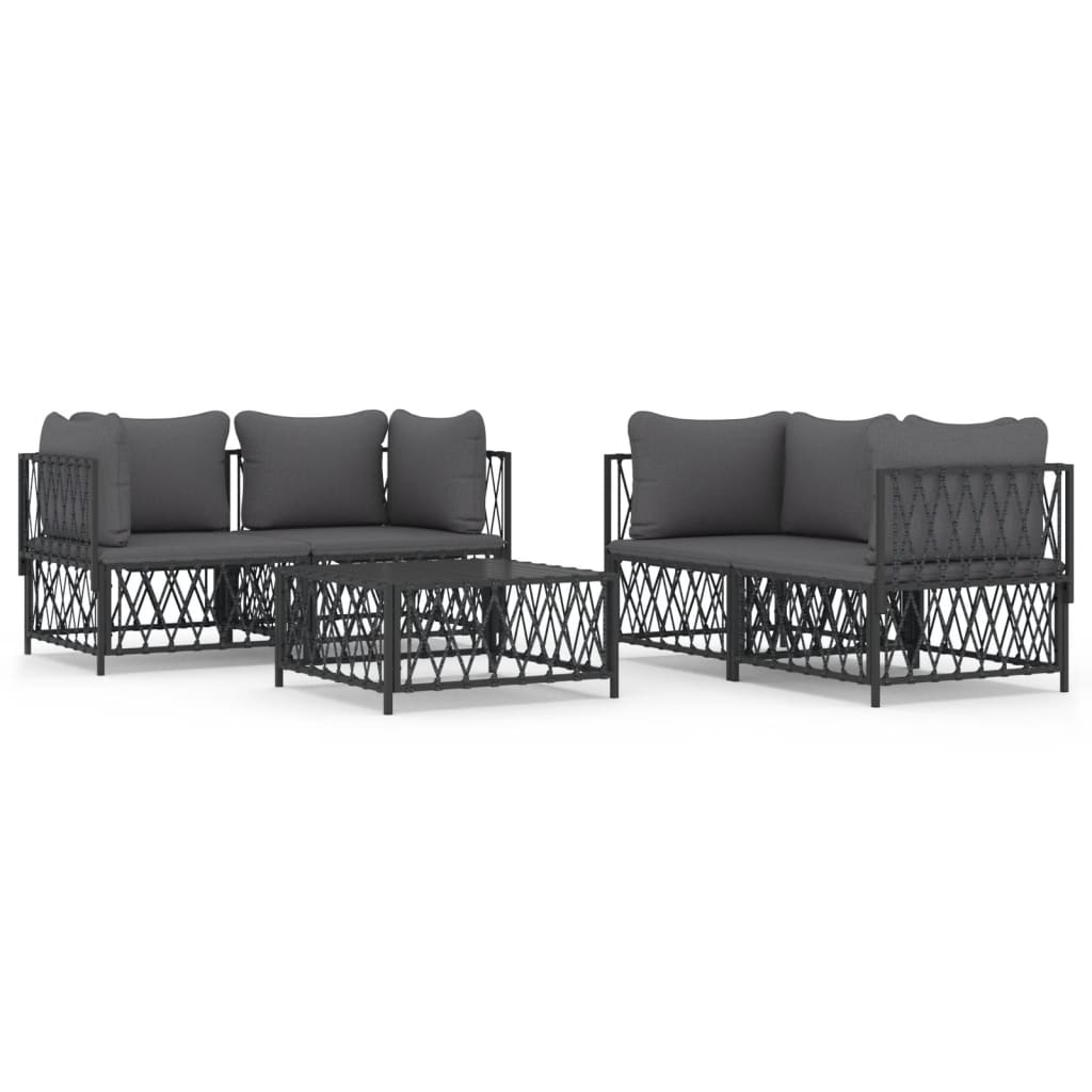 Garden Lounge Set Anthracite Woven fabric Medium Modular