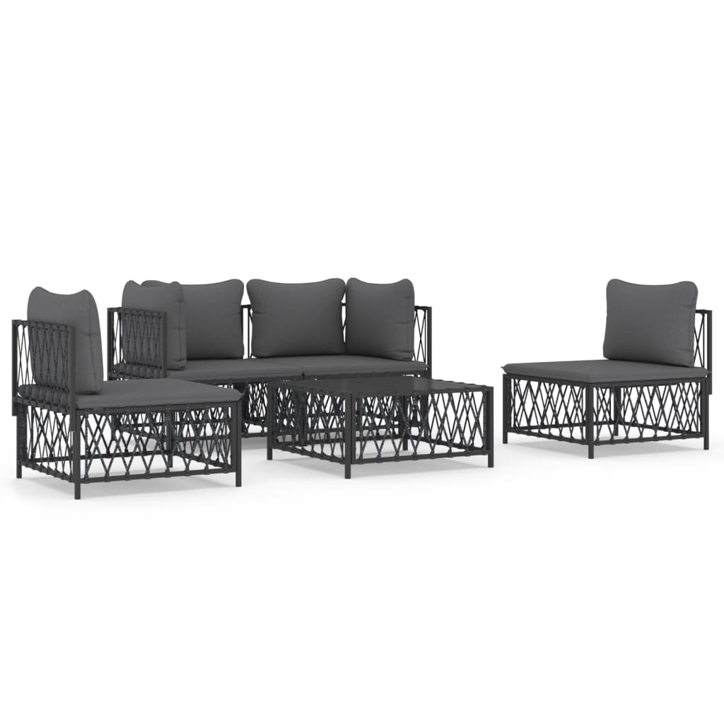 Garden Lounge Set Anthracite Woven fabric Medium Modular