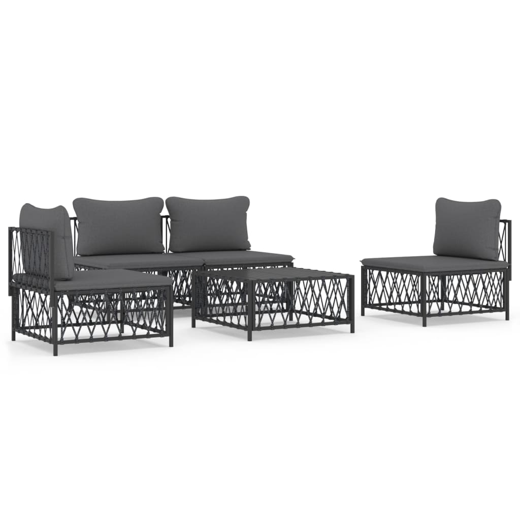 Garden Lounge Set Anthracite Woven fabric Modular
