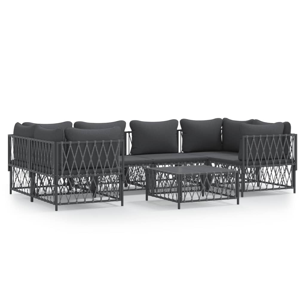 Garden Lounge Set Anthracite Woven Fabric Modular